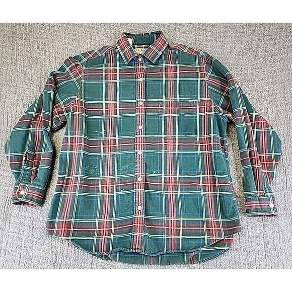 L.L. Bean Tops - Vintage LL Bean Flannel Shirt Womens Size 12 Long Sleeve Button Down Plaid USA